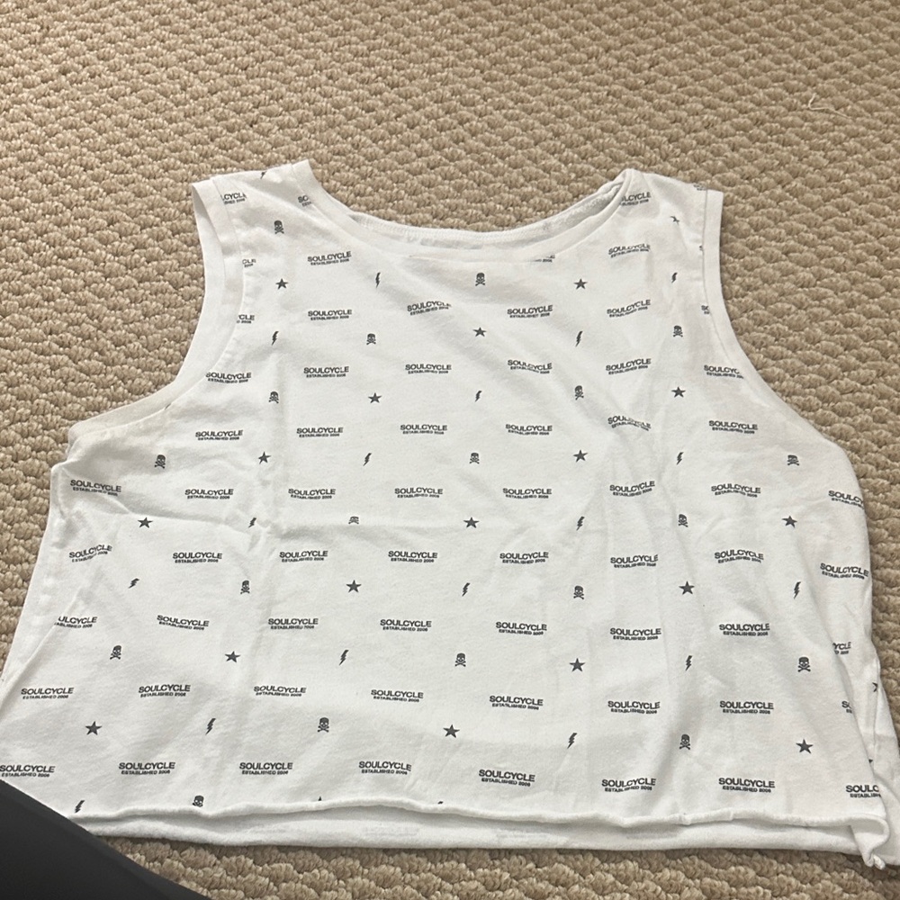 SoulCycle White Patterned Crop Top